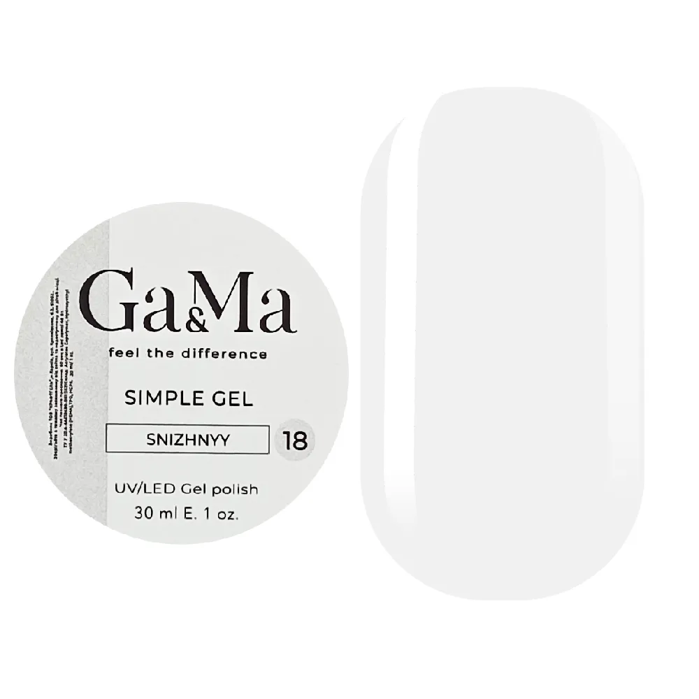 Гель GÉMELY ex GA&MA Simple gel №18 сніжний, 30 мл