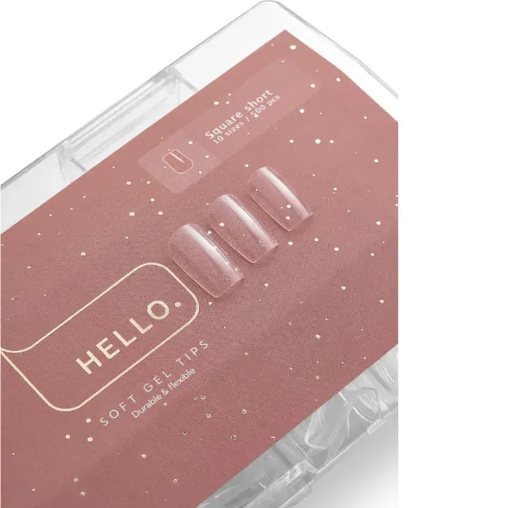 Гелевые типсы Hello Square short (квадрат короткий), 500 шт