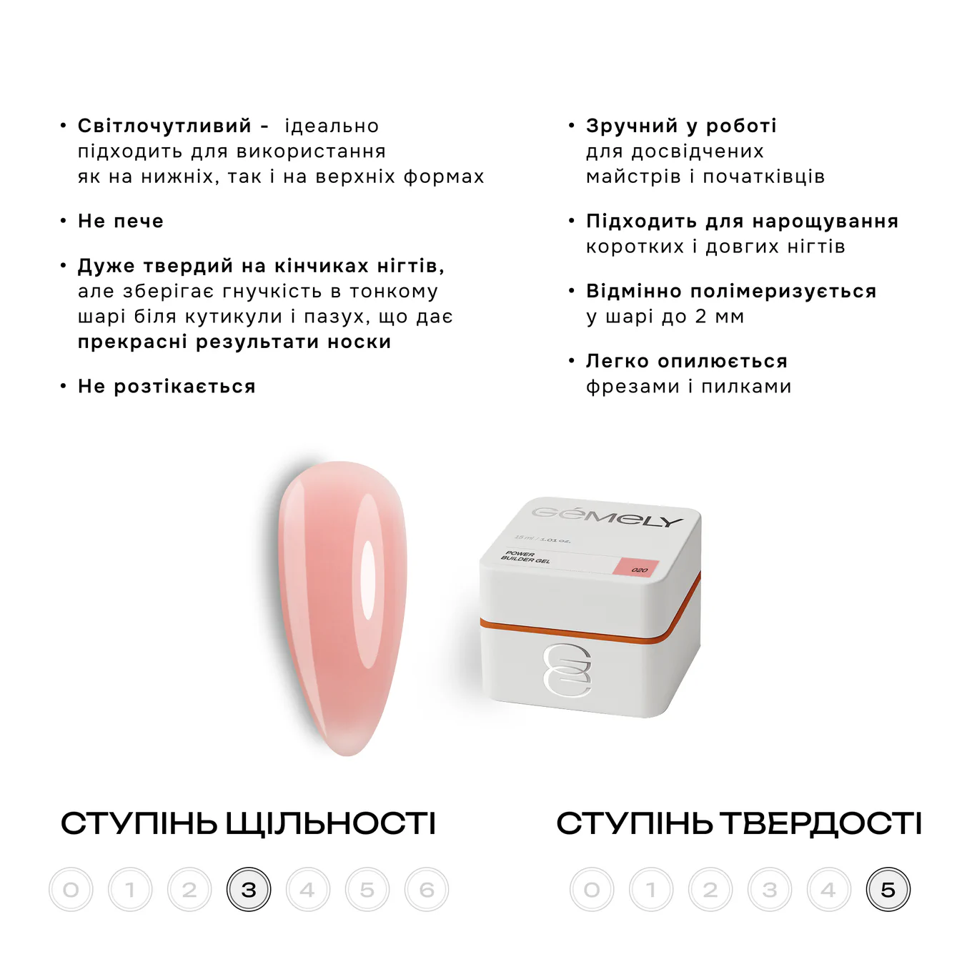 Гель GÉMELY ex GA&MA Power Builder Gel №020, 5 мл