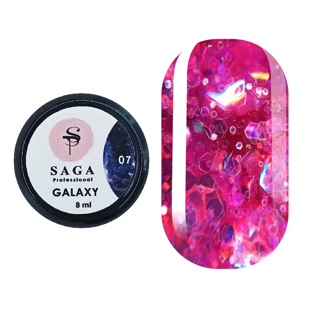 Гель Saga Professional Galaxy Glitter №7, 8 мл