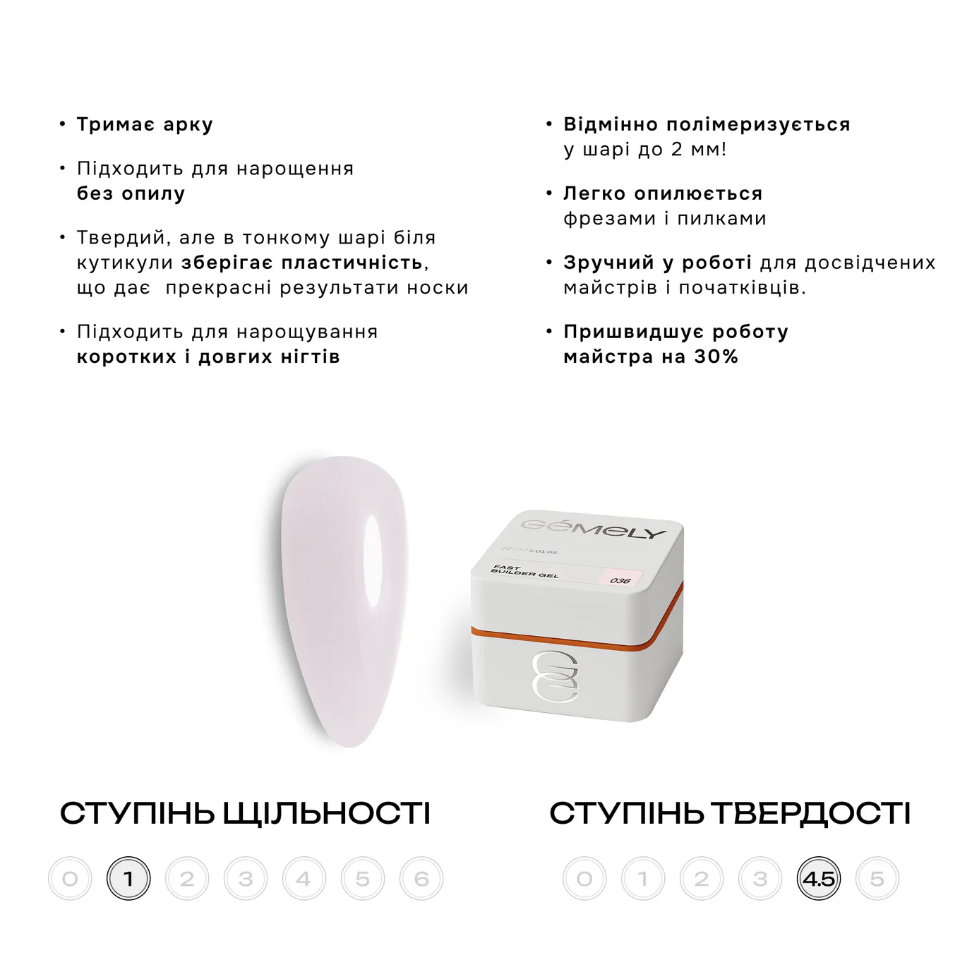 Гель GÉMELY ex GA&MA Fast Builder gel №036, 30 мл