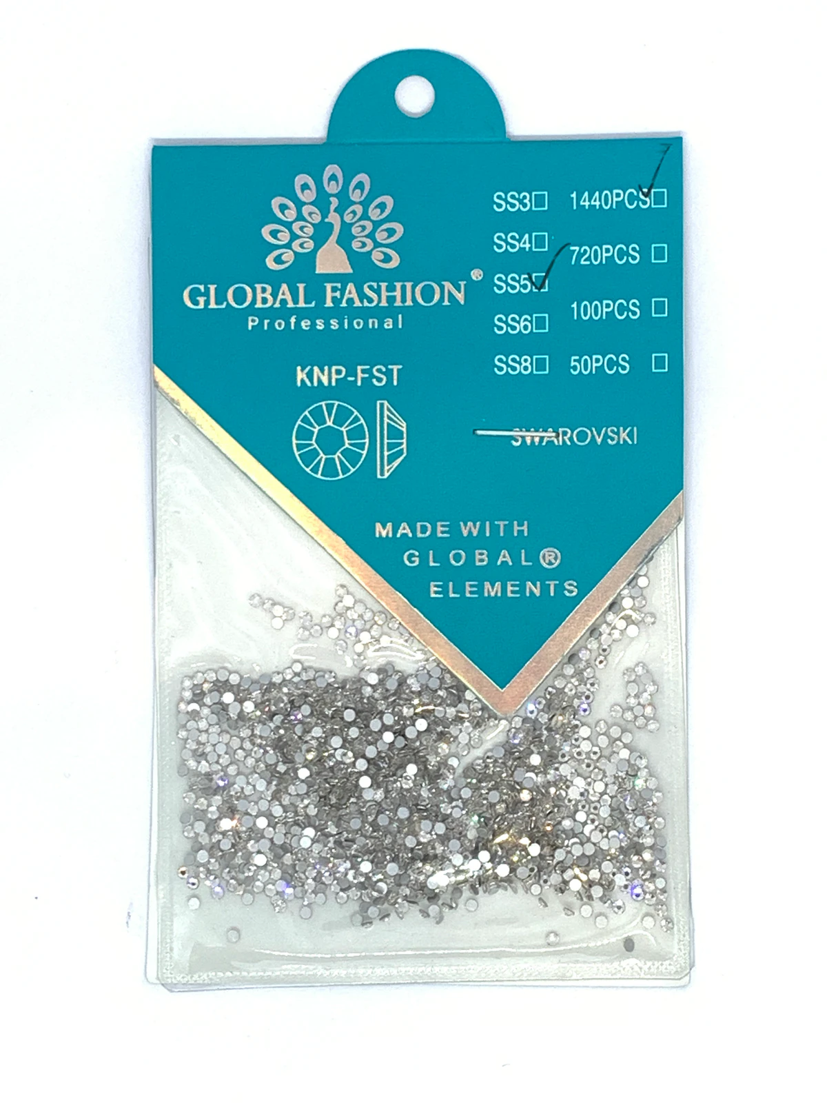 Набір страз GLOBAL FASHION білі розмір SS5, 1440 шт.