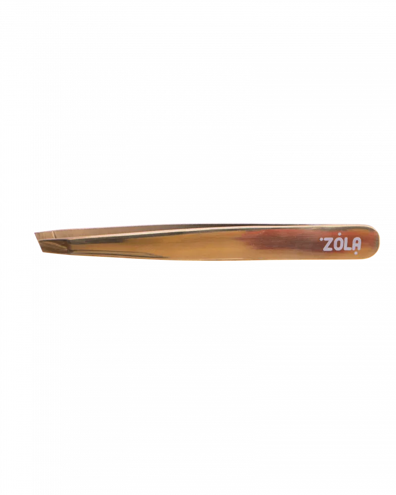 Пінцет ZOLA для брів професійний, GOLD (скошений)