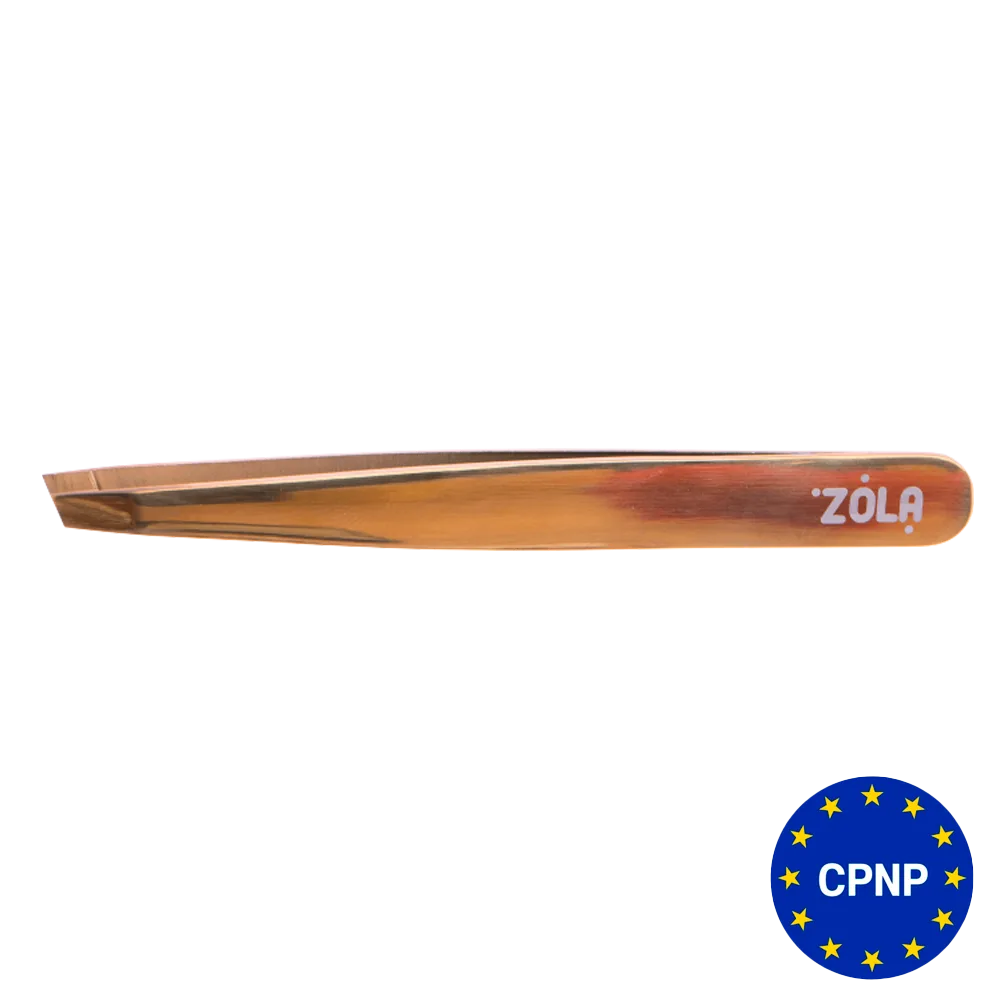 Пінцет ZOLA для брів професійний, GOLD (скошений)