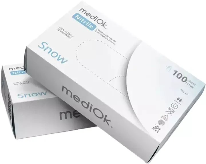 Рукавички mediOk SNOW нітрилові, неопудрені, білі, розмір XS
