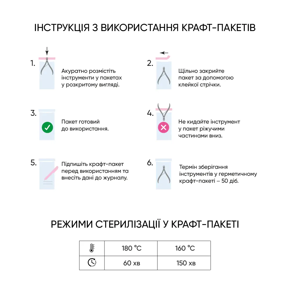 Крафт-пакеты Микростоп для паровой, воздушной стерилизации белые, 60х100 мм, 100 шт