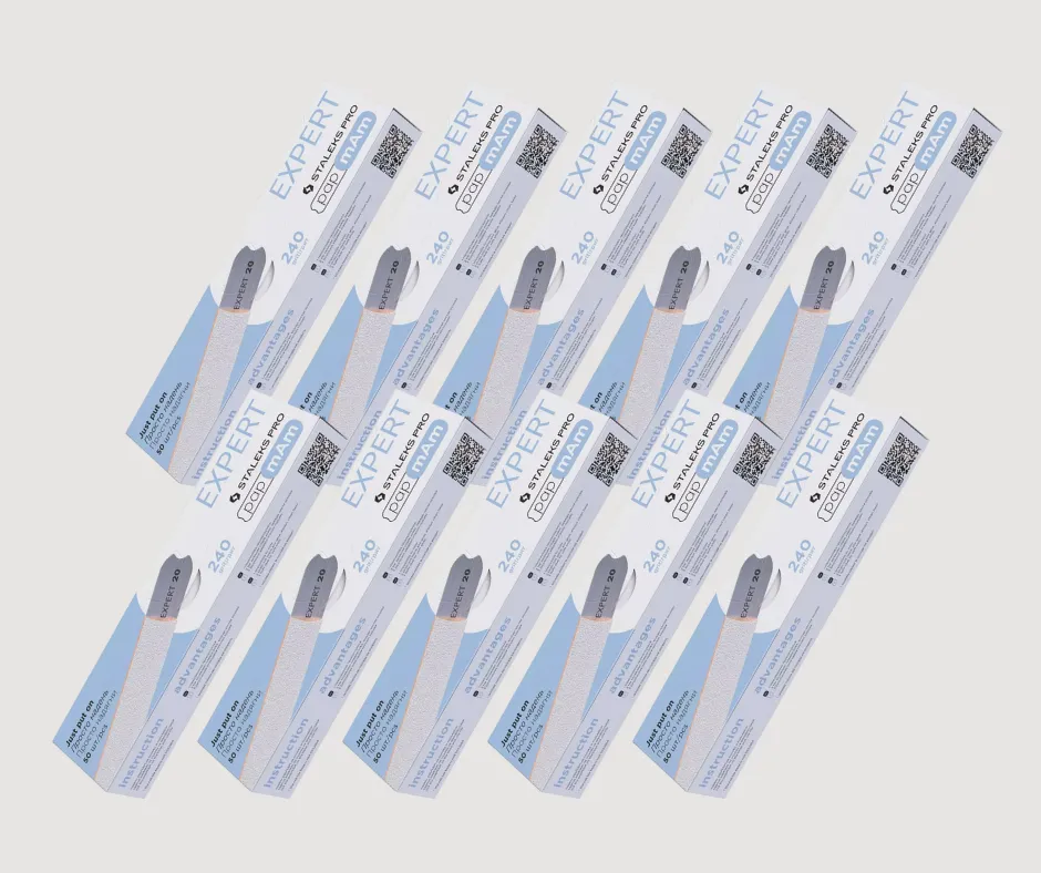 Змінні файли білі papmAm для пилки прямої Staleks EXPERT 22 240 грит, 10 уп по 50 шт