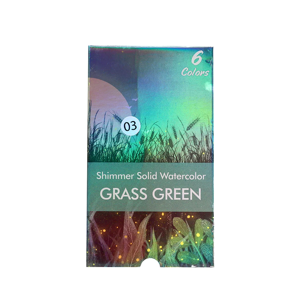 Акварельні фарби з шиммером, 6 кольорів SHIMMER SOLID WATERCOLOR, GRASS GREEN 03