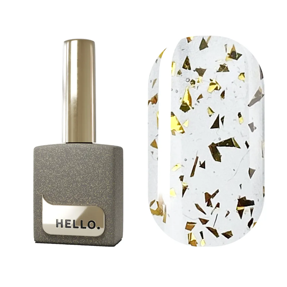 Топ HELLO Gold glossy без липкого шару з поталлю, 15 мл