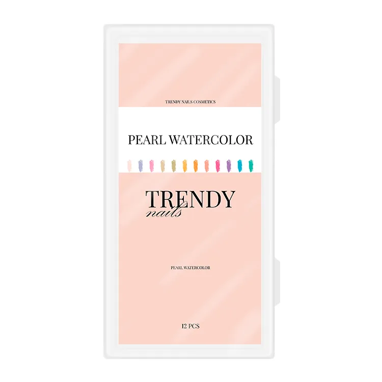 Акварельні фарби Trendy Nails, Pearl Watercolour, 12 кольорів
