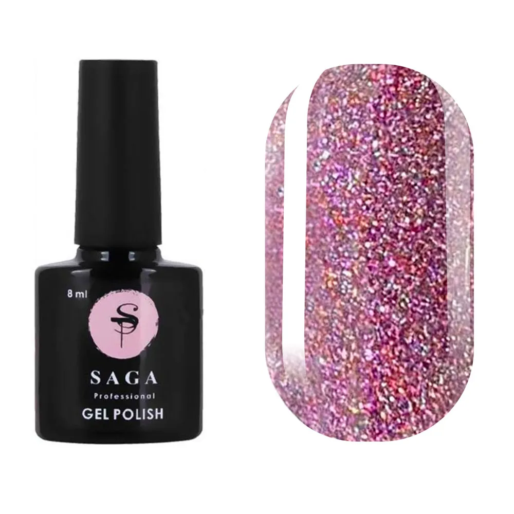 Гель-лак Saga Professional Fiery gel № 10 рожевий світловідбиваючий, 9 мл