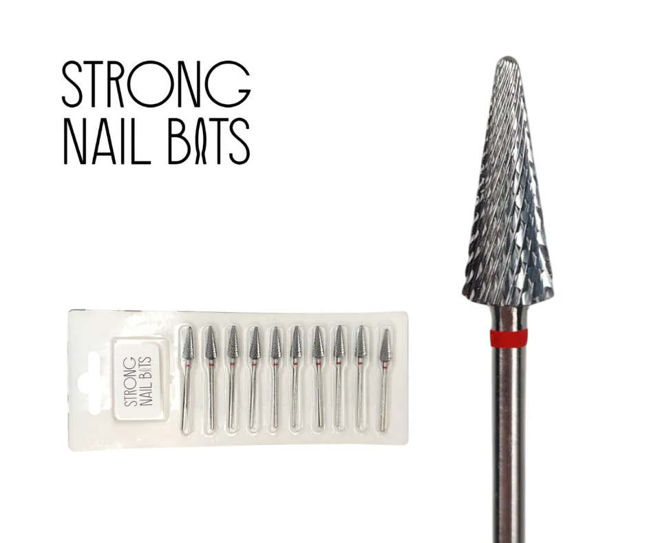 Фреза твердосплавна STRONG NAIL BITS конус червона 0,5 см SET 10 шт