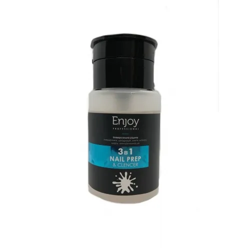 Универсальное средство Enjoy Professional 3в1 Nail Prep & Cleanser, флакон с помпой, 100 мл