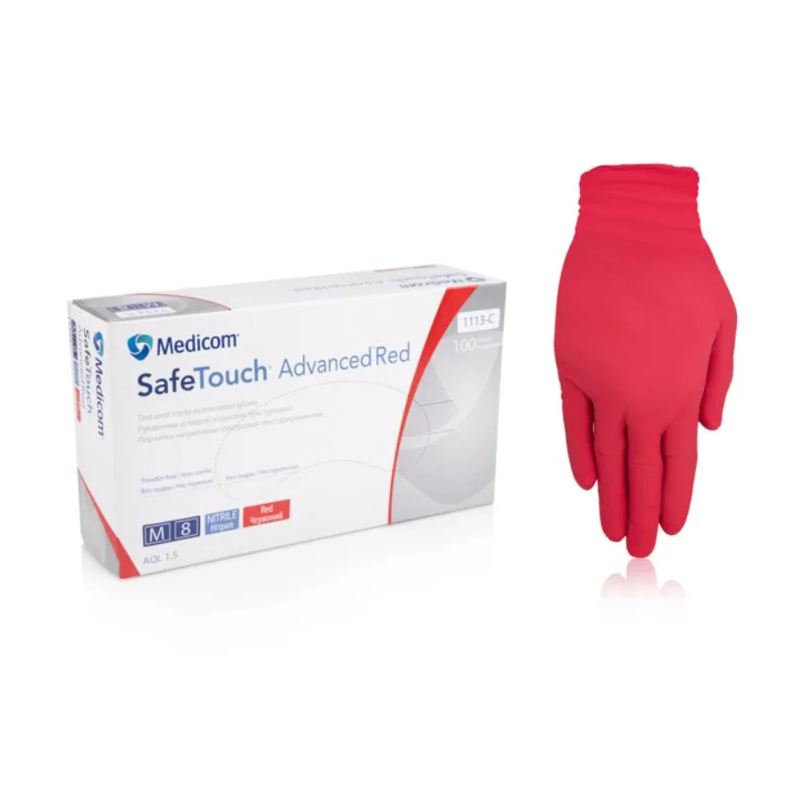 Перчатки нитриловые Medicom Red M (красные), 100 шт.