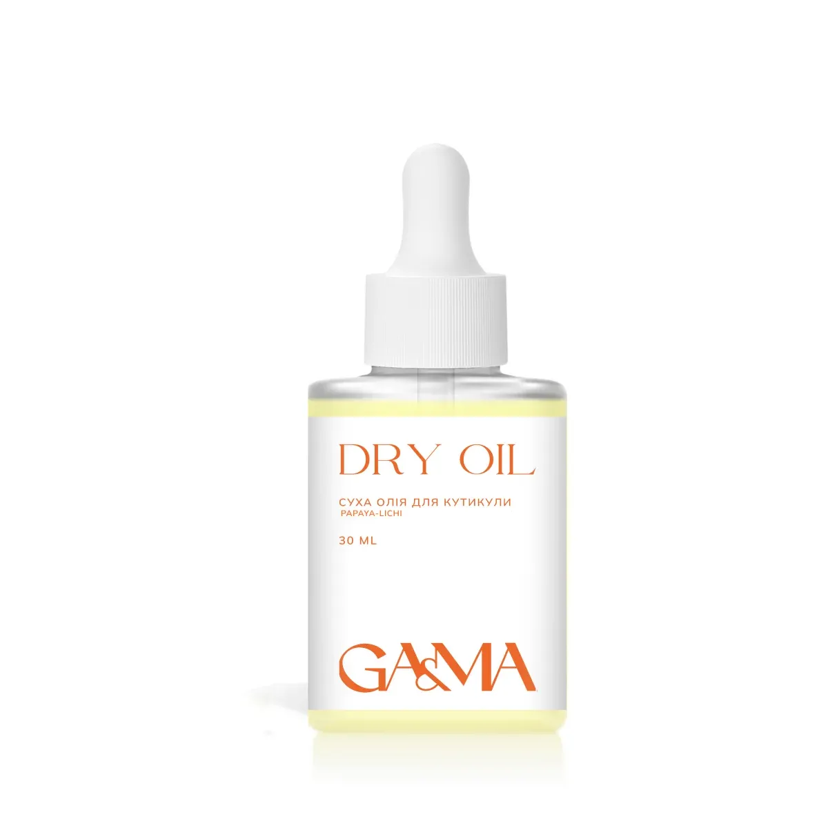 Масло сухое для кутикулы GÉMELY ex GA&MA Dry oil, папайя-личи, без шиммера, 30 мл