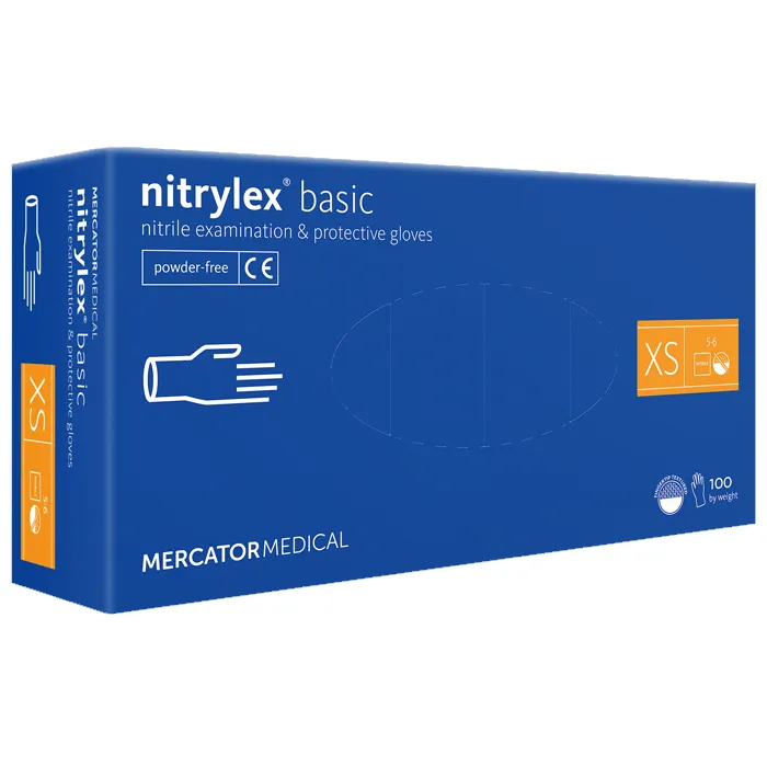 Нітрилові рукавички Mercator Medical Nitrylex Basic Blue, XS, 100 шт.