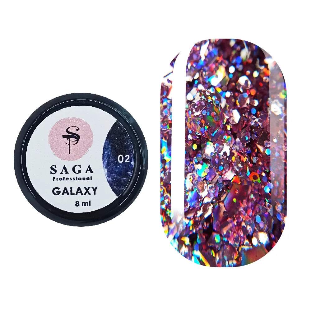 Гель Saga Professional Galaxy Glitter №2, 8 мл
