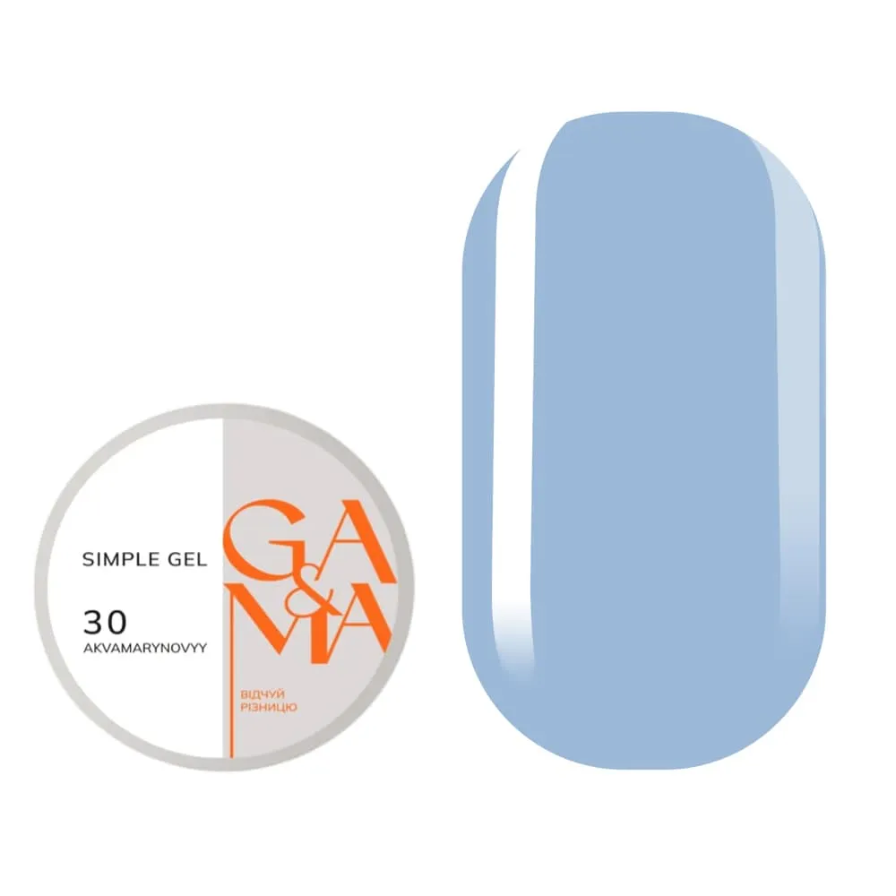 Гель GÉMELY ex GA&MA Simple gel №30 аквамариновий, 15 мл