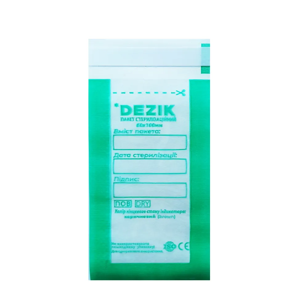 Крафт-пакеты Dezik прозрачные для паровой, воздушной стерилизации индикатор 4 кл, 60х100 мм, 100 шт