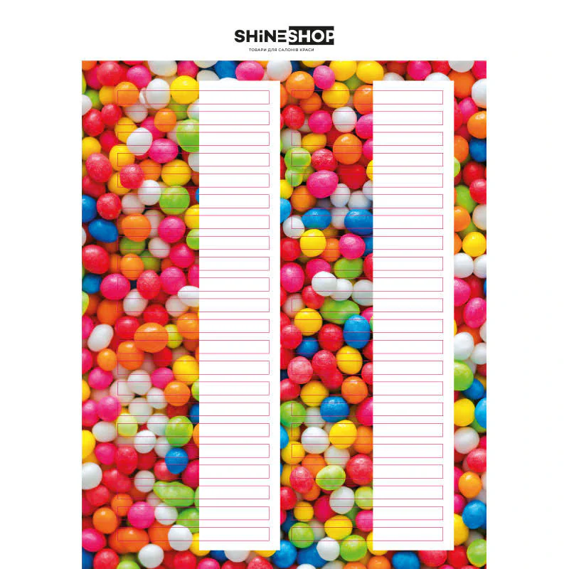Наклейки SHiNESHOP на типсы M&Ms 1 лист, 38 наклеек