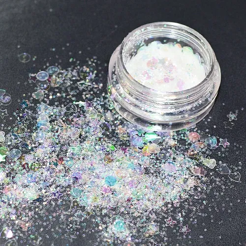 Декор мікс (серця, зірки, коло) голографічний