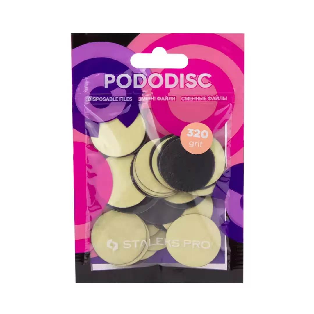 Змінні файли на м'якій основі для педикюрного диска білі PODODISC STALEKS PRO L 320 грит (50 шт)