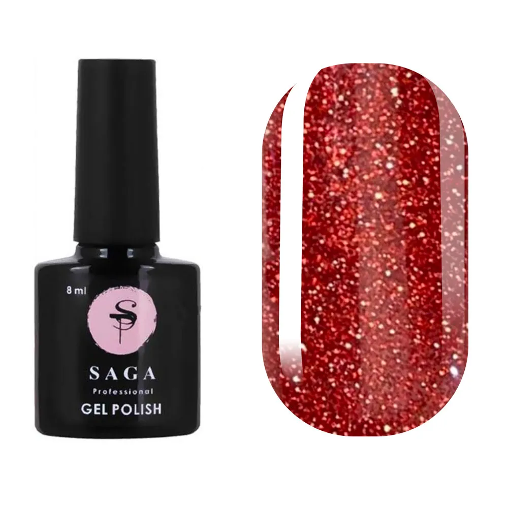 Гель-лак Saga Professional Fiery gel № 3 червоний світловідбиваючий, 10 мл