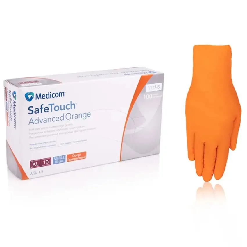Рукавички нітрилові Medicom Orange XL (жовтогарячий) щільність 5,0 г