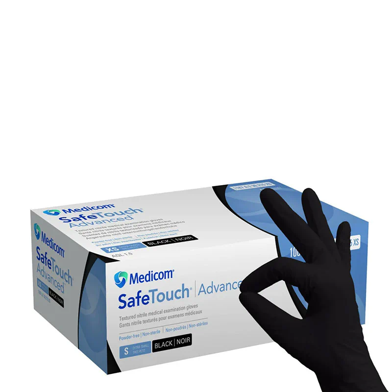Рукавички нітрилові Medicom Black S (чорні) щільність 5 г