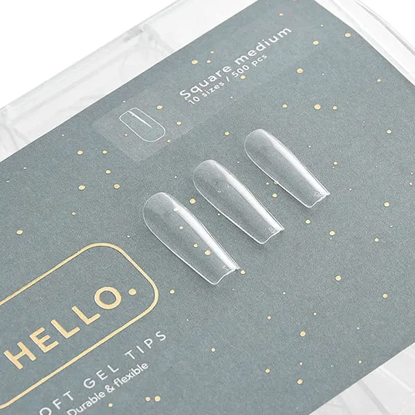 Гелевые типсы Hello Square medium (квадрат средний), 500 шт