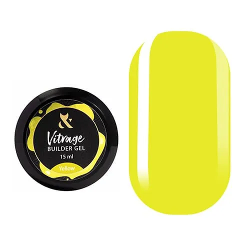 Гель витражный F.O.X Builder gel, Yellow, 15 мл