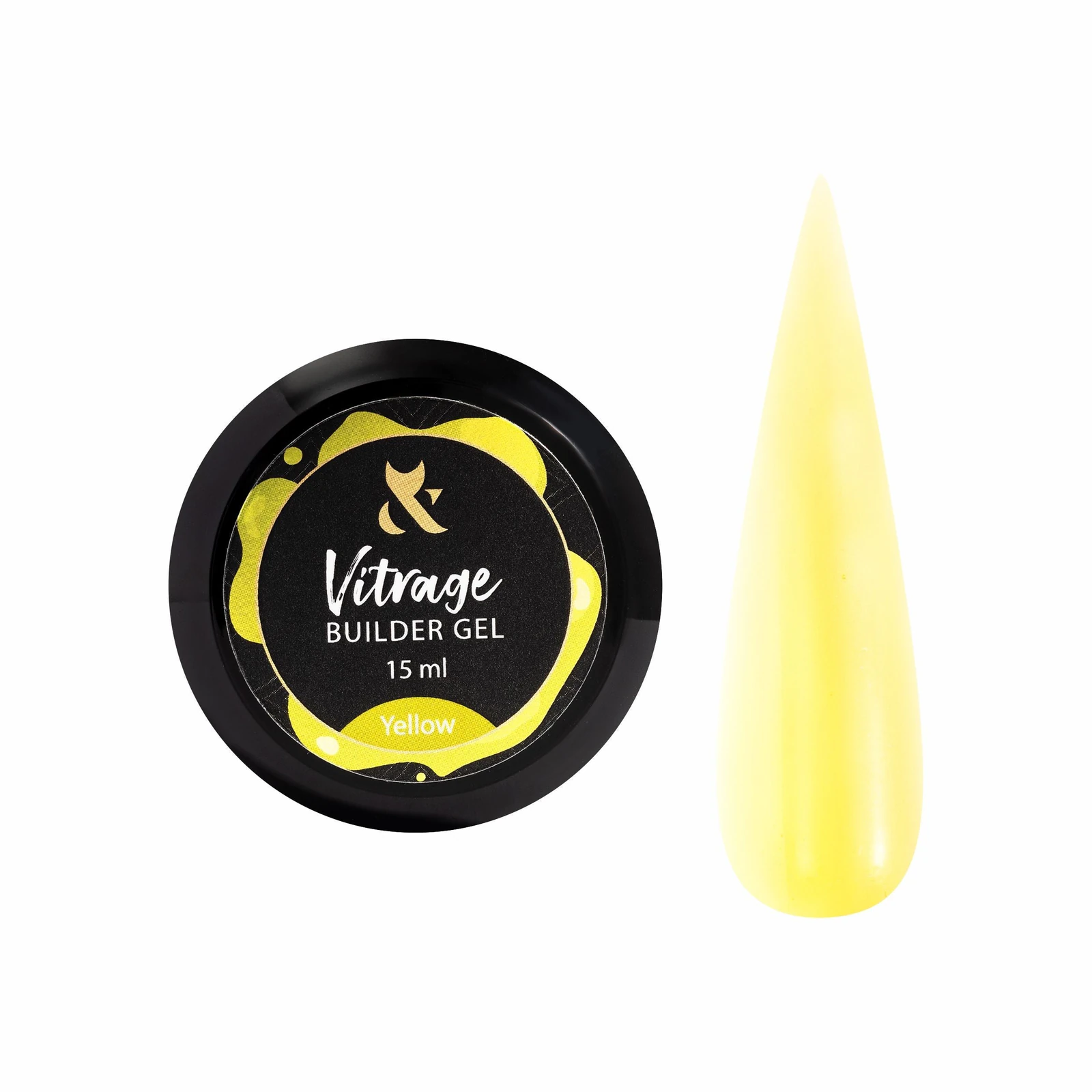 Гель вітражний F.O.X Builder gel, Yellow, 15 мл