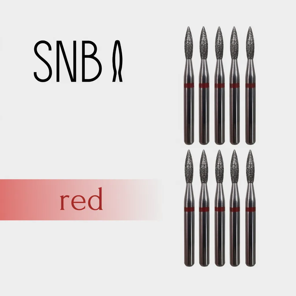 Фреза алмазная STRONG NAIL BITS. EU "пламя безопасное" красная 0,23 см SET 10 шт