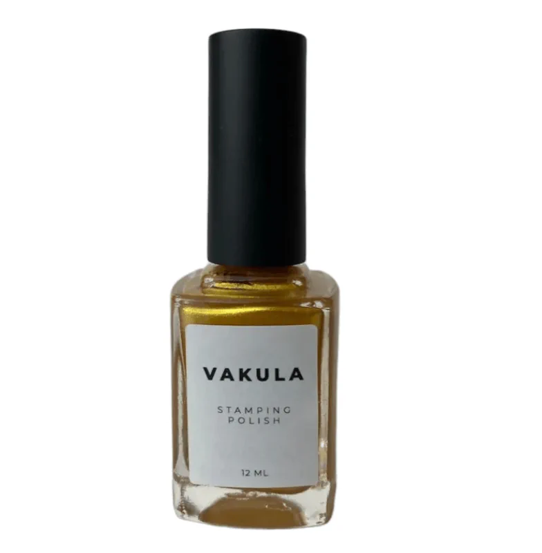 Лак для стемпінгу VAKULA №23, жовте золото з шимером, 12 мл