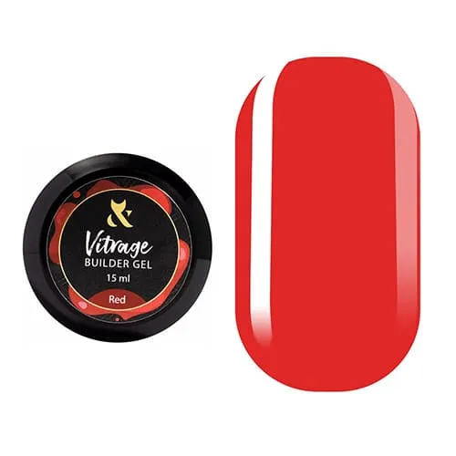 Гель витражный F.O.X Builder gel, Red, 15 мл