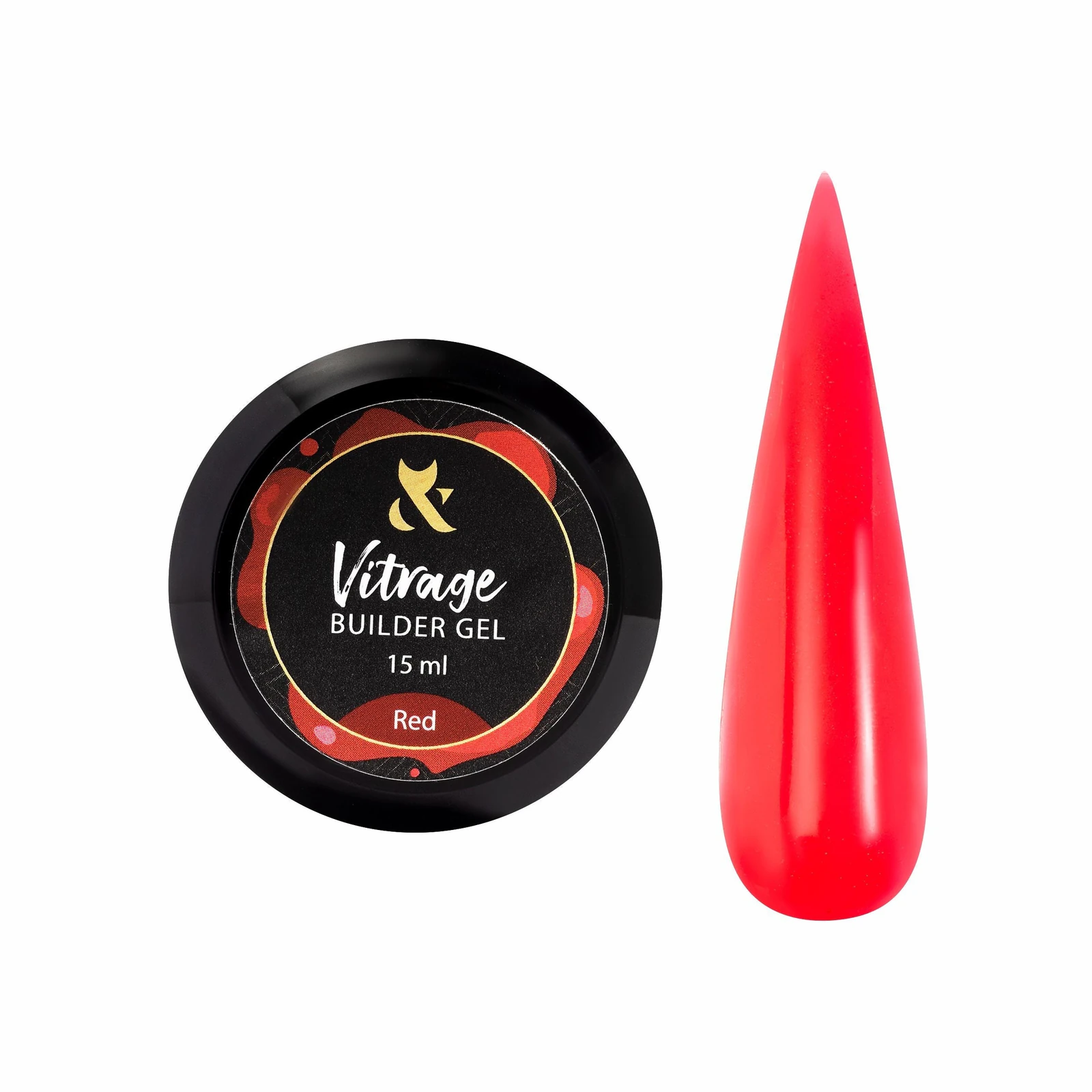 Гель вітражний F.O.X Builder gel, Red, 15 мл