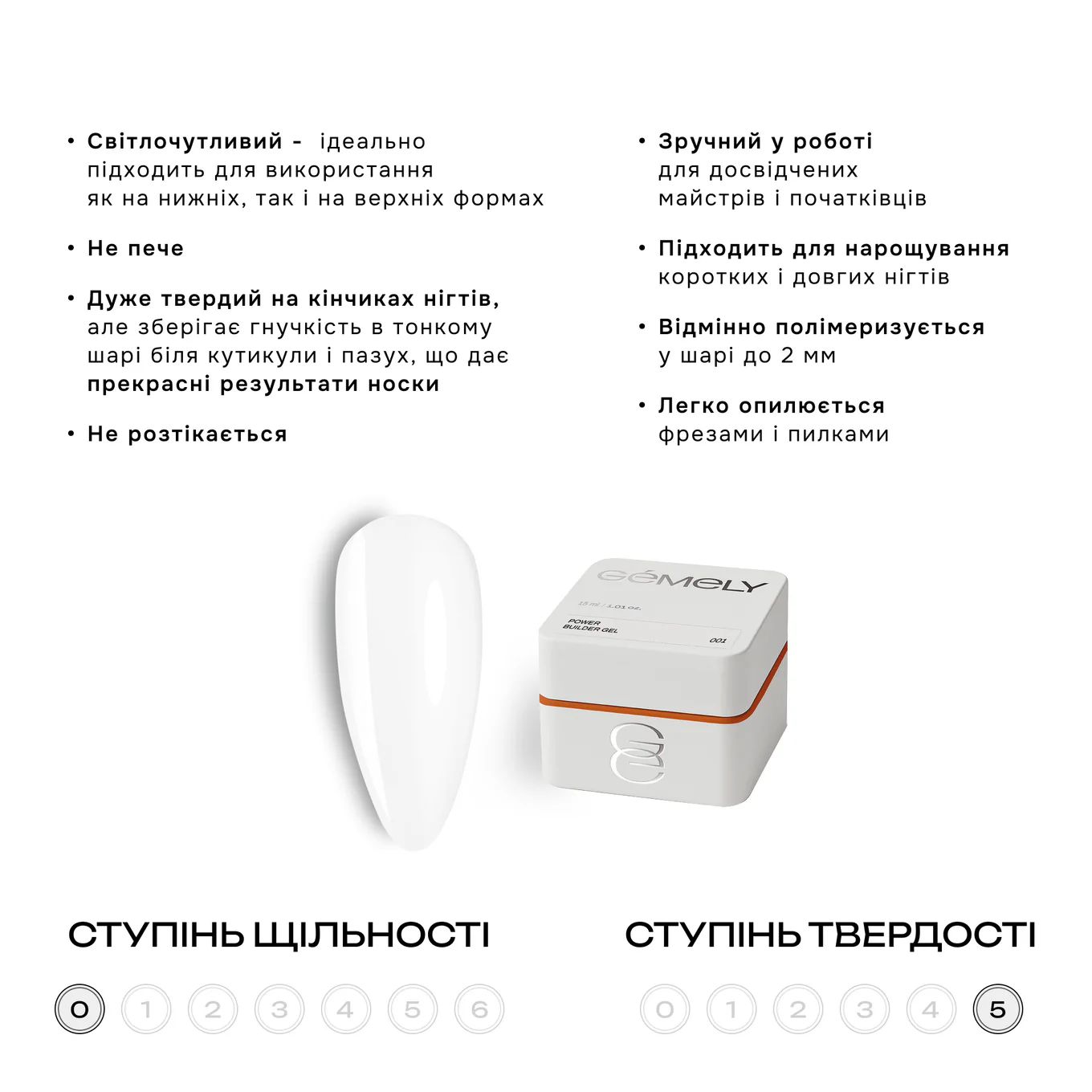 Гель GÉMELY ex GA&MA Power Builder Gel №001, 5 мл