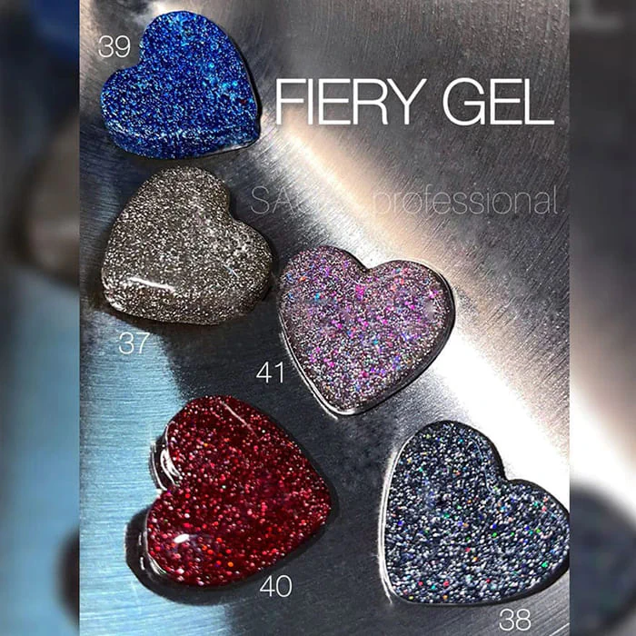 Гель-лак Saga Professional Fiery gel № 38 графіт світловідбиваючий, 9 мл