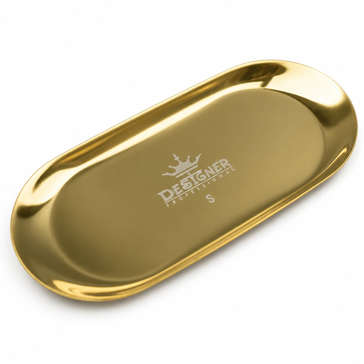 Лоток Designer для інструментів, металевий, овальний, золотий, S (18 х 8,7 см)