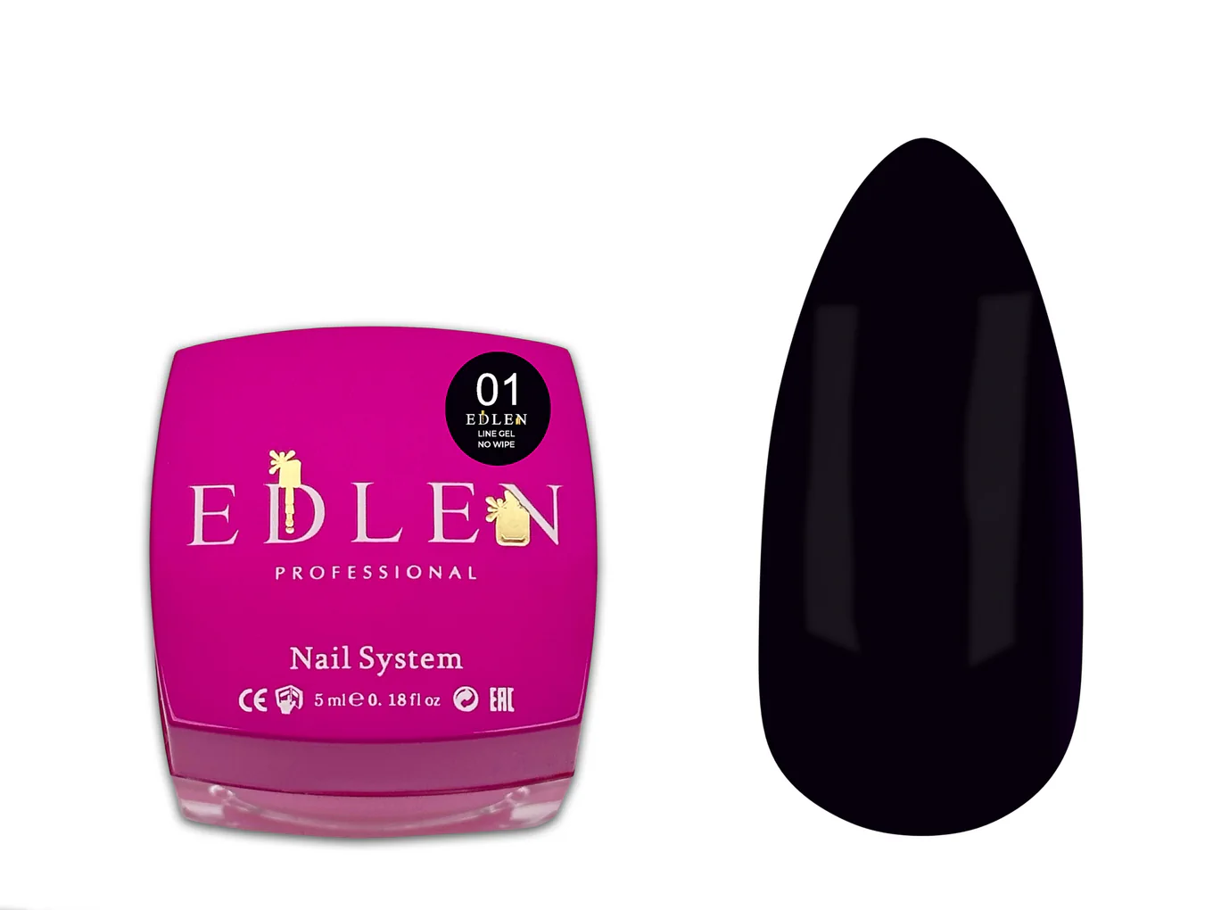 Line gel no wipe Edlen Ultra black №01. 5 ml