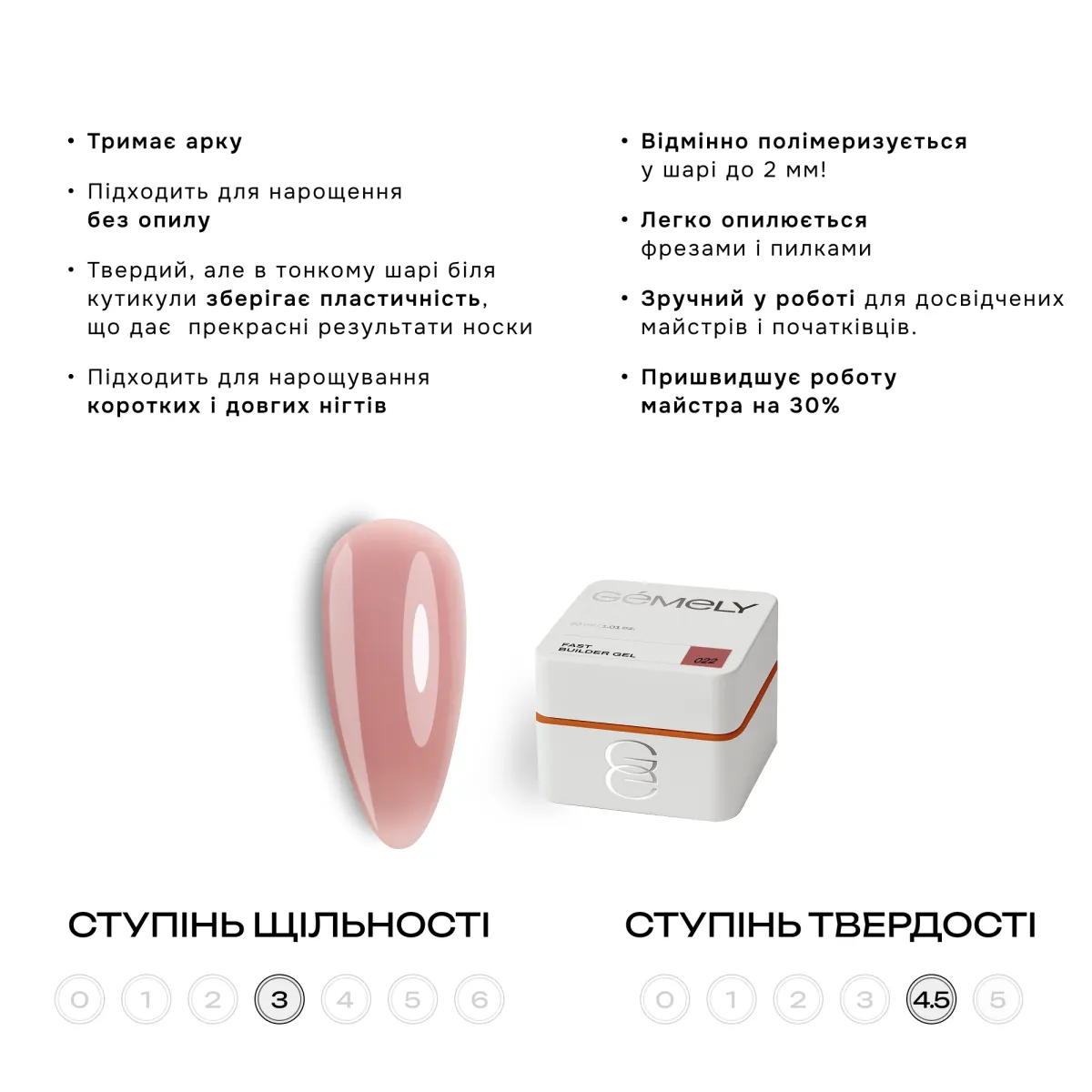 Гель GÉMELY ex GA&MA Fast Builder gel №022, 30 мл
