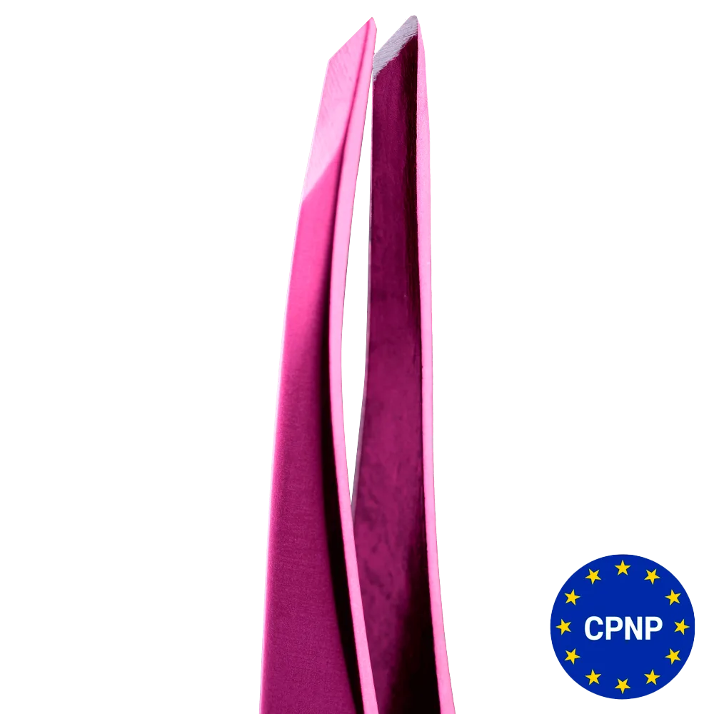 Пінцет ZOLA для брів професійний, PINK (скошений)