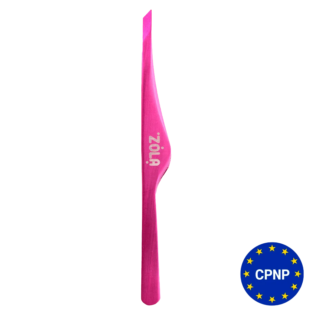 Пінцет ZOLA для брів професійний, PINK (скошений)