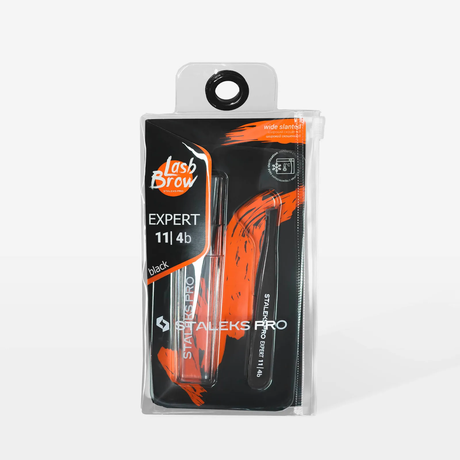 Пинцет для бровей Staleks Expert 11 TYPE 4b (узкие скошенные кромки), черный