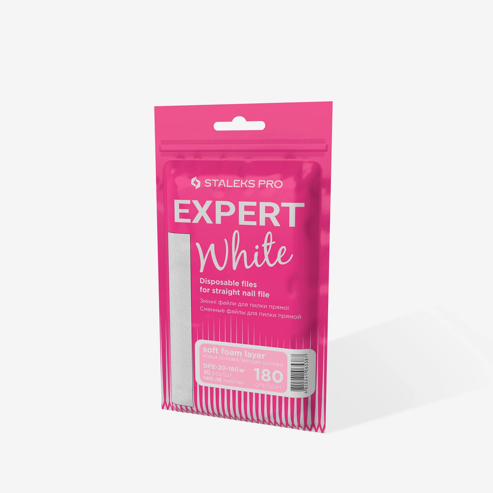 Сменные файлы белые для пилки прямой (на мягкой основе) Staleks EXPERT 20 180 грит, 30 шт
