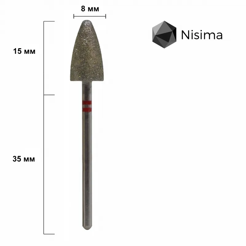 Насадка NISIMA педикюрна алмазна 8 мм червона D_708fK