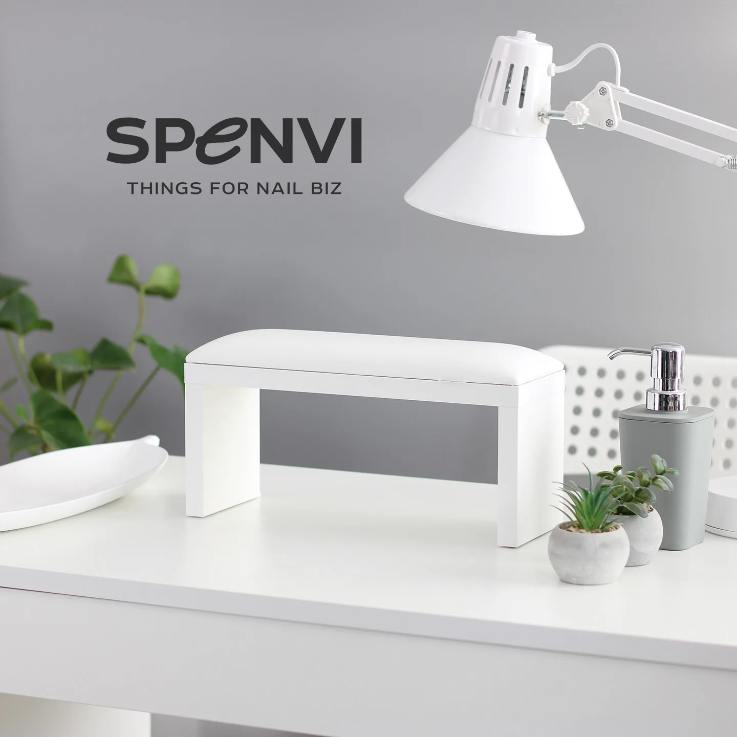 Подставка Spenvi для маникюра на деревянных белых ножках White