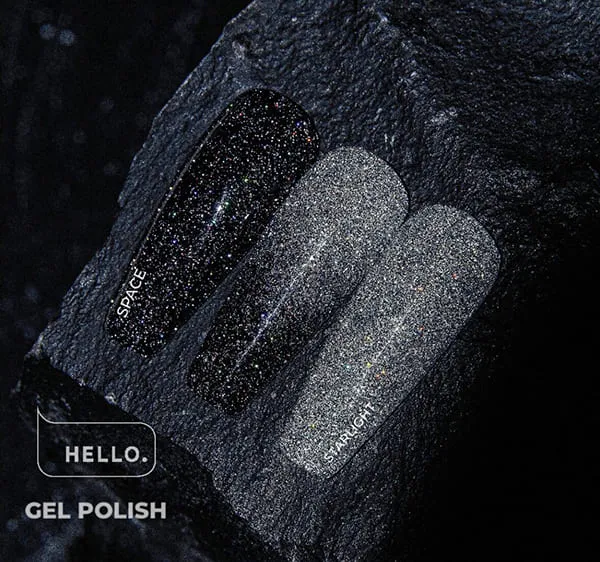 Гель-лак HELLO Space, черный светоотражающий, 15 мл