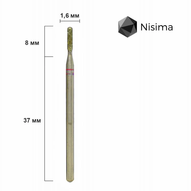 Насадка NISIMA алмазная цилиндр 1,6 мм красная P881f016
