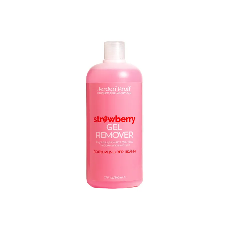 Jerden Proff Gel Remover жидкость для снятия гель-лака "Клубника со сливками", 500  мл